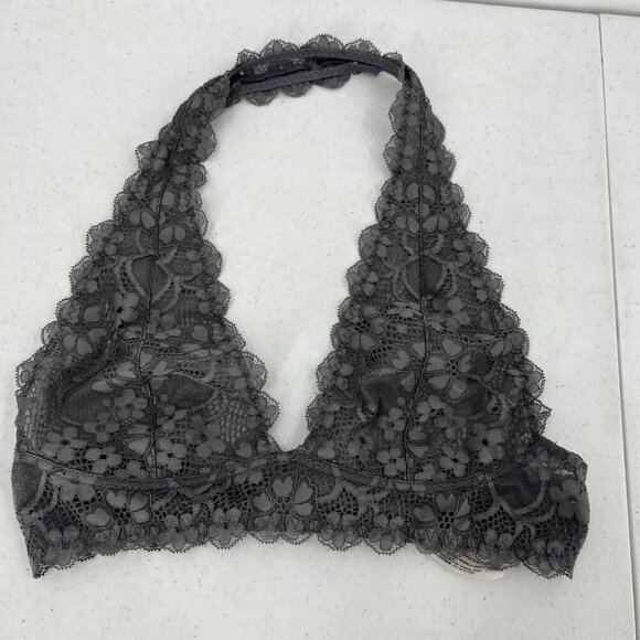 Free People Women Size Small Gray Galloon Lace Halter Bra - Picture 3 of 8